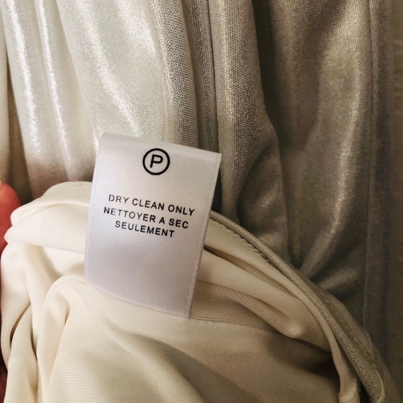 NEW Halston Heritage Knot Drape Neck short dress in Pale Gold size X-Small - Picture 9 of 14